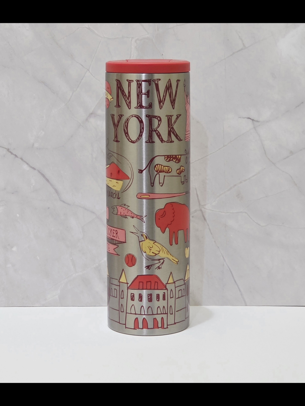 New Starbucks New York Been There Series 16 oz Stainless Steel Tumbler Apple Red